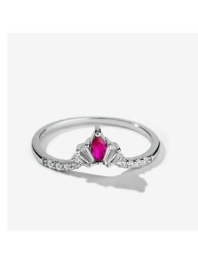 Dainty Stackable Pink And Silver V-shaped Ring By Oomiay